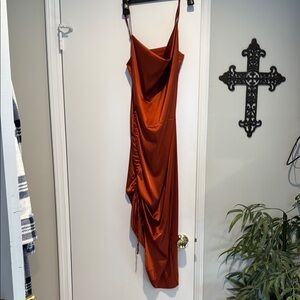 Chic Asymmetrical Rust Dress